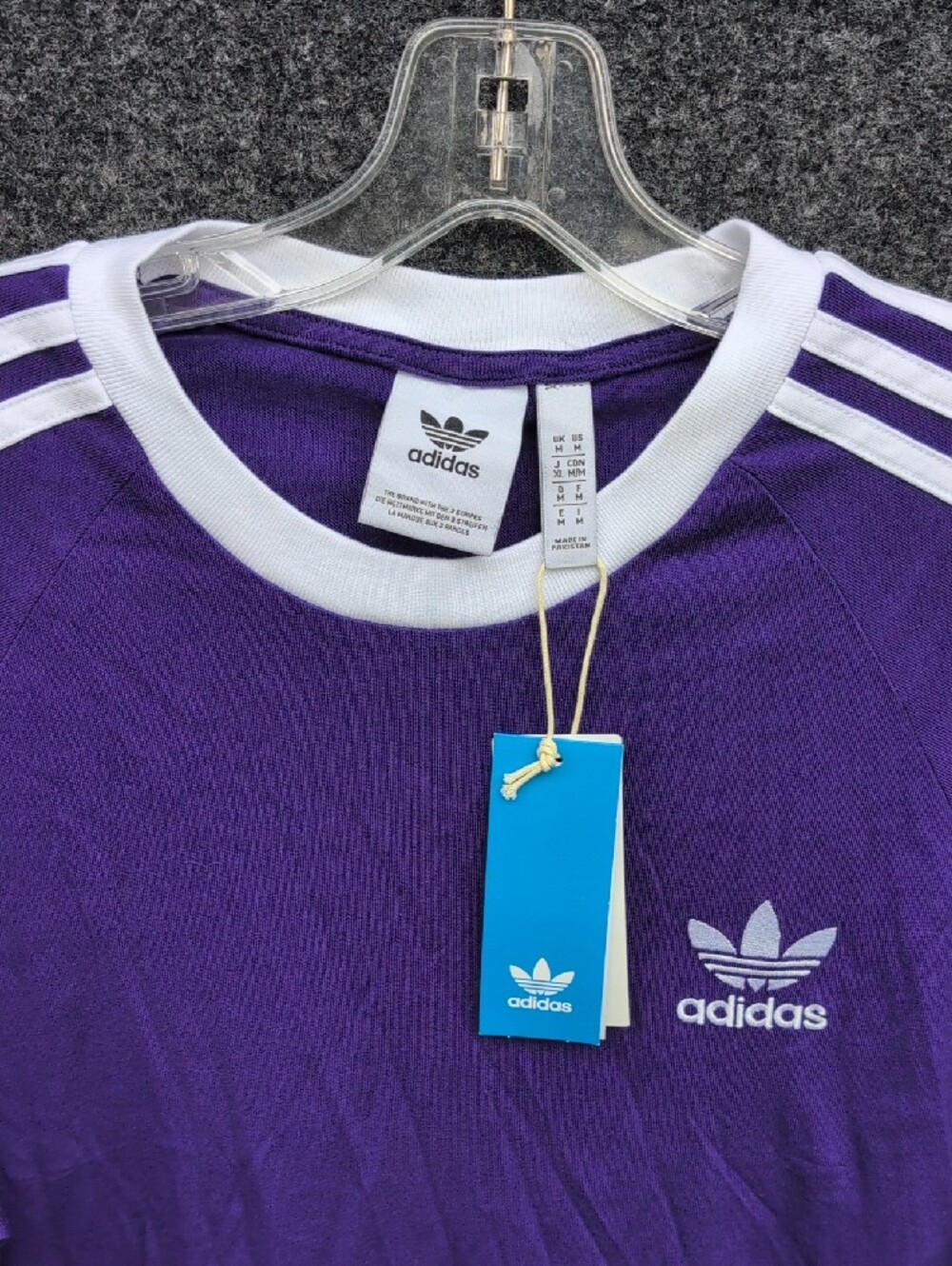 adidas Purple Short Sleeve Tee with White Three-Stripes - Picture 2 of 7